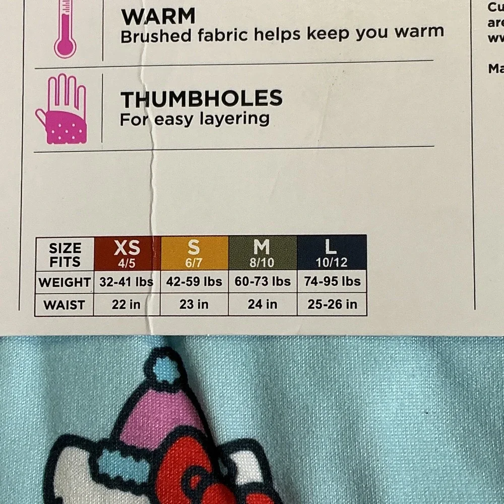 Hello Kitty‎ Girls Thermal Set Base Layer Warm Essentials Cuddl Duds LG NEW